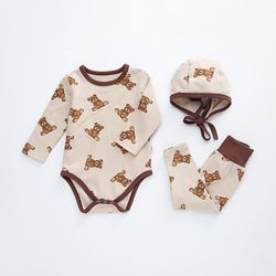 Foråret Nye Baby og Barn sætter mænd og kvinder Skat Bomuld Varm Bære to stykker hjem tøj khaki 80cm