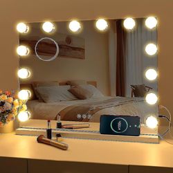 Led speil USB sminke med lys tent 10 pærer 3 lysmoduser bordplate veggmontert kosmetisk speil (kun lys)