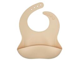 Kissqiqi Baby Hagesmæk vandtæt børn silikone bib Baby Spyt Rice Pocket Engangs Solid Color BEIGE