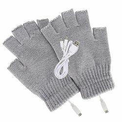 Varychmoo Genopladelige vinter elektriske USB termiske varmehandsker Fuld / halv finger Grå