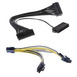 24pin mann til kvinne Dual Psu Atx gruvekabel og 6pin til 2x pcie 8pin CPU-ledning