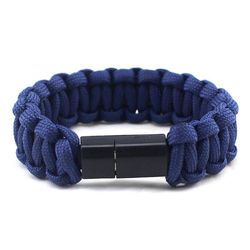 Sajygv Utomhus kamouflage flätat armband Micro USB Type-c laddningsdatakabel synkroniseringskabel för Iphone 6 / 7 / x Samsung S7 / s10 Mörk blå Fo...