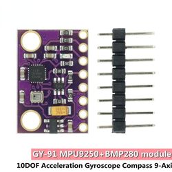 Circuit tilbehør mpu-9250 mpu9250 bmp280 spi iic/i2c 10dof acceleration gyroskop kompas 9-akse sensor bord modul gy-91 for arduino 3-5v