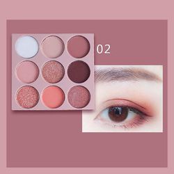 Initially 9 Farve Pallette Peach Øjenskygge Perle Lys Blinkende Ark Mat Palet Vandtæt lille plade langtidsholdbar øjenskygge Makeup Som vist