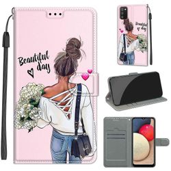 Foxdock Etui til Samsung Galaxy A02s Flower And Girl magnetisk mobildæksel