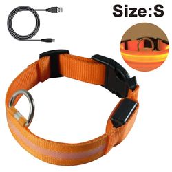 Led hund krave, lysende hund krave, genopladelig og justerbar Orange S