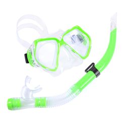 Dykning beskyttelsesbriller og halvtørre snorkel udstyr sæt Grøn