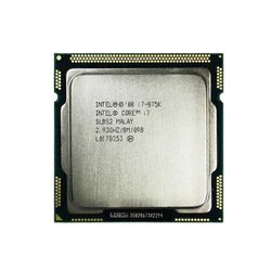 Core i7-875K -suoritin - kanta LGA 1156 4 ydintä, 8 säiettä, 2,93 GHz, 8 Mt L3-välimuisti, 95 W.