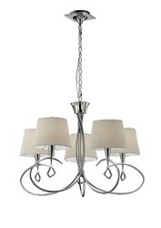 Inspired Lighting Mara Loft Vedhæng 5 Lys E14, poleret Krom med elfenben hvide nuancer