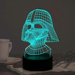 Musta ritari lamppu poikahuoneeseen 3D sarjakuva yövalo Darth Vader tumma soturi LED 7 väri USB kaukosäädin vaihtaa pöytävalaisin Holiday Party Moo...
