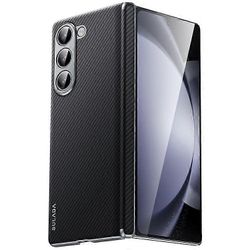 SULADA-yhteensopiva Samsung Galaxy Z Fold5 5G magneettikotelon kanssa nahka + PC-puhelimen kansi automaattinen paluusarana Musta