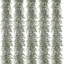 5 pakkausta 30 jalkaa keinotekoisia eukalyptusseppeleitä Viherkasvit Viiniköynnökset Tekokasvit hääpöydän taustaan A Vihreä