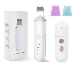 Eveltek Ultralyd Scrubber Hudspatel Facial Cleaner Peeling Massage Spa Blackhead Remover Sæt 1 hvid