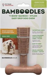 Pet Trade Innovations Bamboodles T-Bone Chew Toy koirille - pieni 4" kananmaku