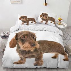 Kerota Lasten pussilakana lankakarvainen mäyräkoira kanin vuodevaatteet setti 1 hengelle vetoketjusulkimella 3D-tulostettu hypoallergeeninen 3-osai...