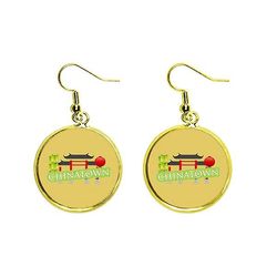 Bambus Lantern Green China Town Ear Dangle Golden Drop Ørering smykker Kvinde