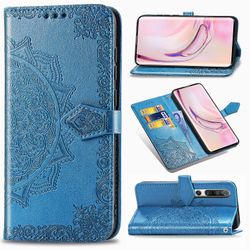 Etui til Xiaomi Mi 10 5g Cover Læder tegnebog Cover Præget Mandala Magnetisk Flip Protection Stødsikker - Blå