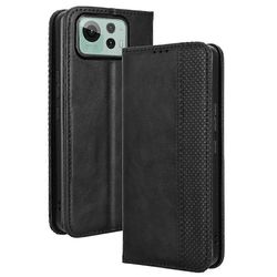 Asus Zenfone 12 Ultra 5G -kotelolle, lompakkoteline, retrokuvioinen nahkainen puhelimen suojakuori - musta Monivärinen Black