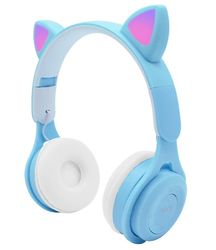 Coosilo Headset Cat Ear Bluetooth headset, LED Light Wireless Card Børnehovedtelefoner blå