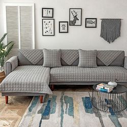 Tyk plys sofabetræk Europæisk Universal Sofa Håndklædebetræk Skridsikkert Sofabetræk Grå 70X120CM