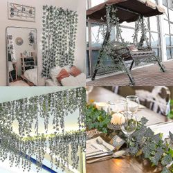 12 stykker af falske Ivy Fake Rattan, Silke Ivy Garland grøn plante kunstig grøn hængende plante vin, egnet til bryllup væg, fest værelse, hjem kitch