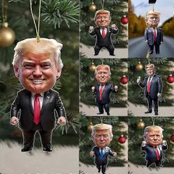 Isänmaallinen Donald Trump 2024 joulukoriste akryylipuun sisustus 7kpl/setti