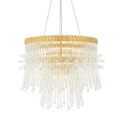 Merano Lighting Merano Florence 9 Light Ceiling vedhæng poleret forgyldt finish med klart glas