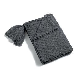 Yunshu Akryl Vævet Strikket Kvast Tæppe Sofa Chair Bed Mørkegrå
