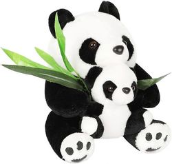 UBIUO 10" pehmo panda täytetyt eläimet Panda Baby pehmeällä lelulla, syntyperäinen äiti ja vauva pehmo bambu panda