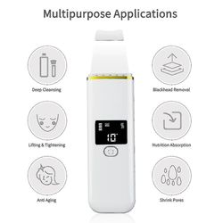 Ultralyd Facial Skin Scrubber LCD-skærm Ion Ems Terapi Face Foryngelse Cleaner |skin Scrubber Hvid