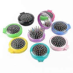 7 kpl pyöreä matka hiusharja peili taitettava tasku hiusharja Mini Hiukset Kampa meikki peili matkustaa