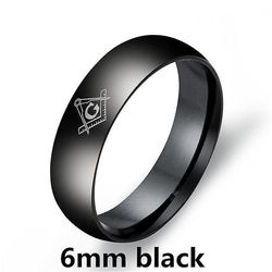 Bricks Masons Le baiser firkantet og kompas glatte runde ringe 6 mm sort 9