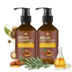 unbrand Arganöljyshampoo ja hoitoainesetti, kosteuttava ja tuuheuttava kuiville, vaurioituneille ja värjätyille hiuksille, kosteuttava, ravitseva p...
