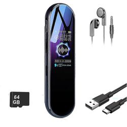 64gb digitaalinen ääninauhuri toistolla, digitaalinen tallennin luentokokoukseen, ääninauhuri, pas-dwdz Musta