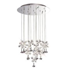 Inspired Lighting Aviva Loft Cluster Vedhæng Runde 16 Lys 4000K LED poleret Krom, Crystal