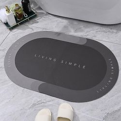 Suren Super absorberende bademåtte Hurtig tørring Badeværelse Tæppe Skridsikker Indgang Doormat Nappa Hud GulvMåtter Toilet 01 Grå 50x80cm