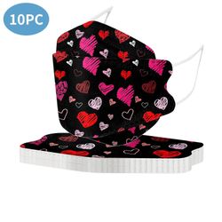 10stk Engangs voksne maske Valentinsdag Pink Heart Sweet Pri grøn