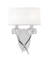 Inspired Lighting Loewe væglampe 2 lys E14, poleret krom med hvid skygge