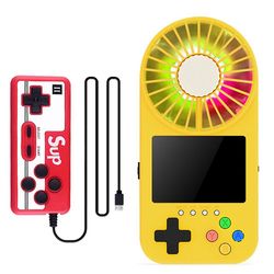 Handhold Luminous Cooling Fan Electric Retro Screen Game Console m / Lanyardyellow)