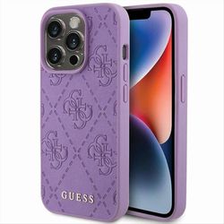 Guess Gissa Apple iPhone 15 Pro Max Case Läder 4G Stämplad Lila