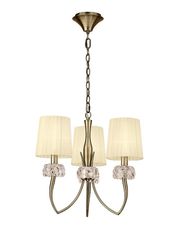 Inspired Lighting Loewe Loft Vedhæng 3 Lys E14, Antik messing med creme nuancer