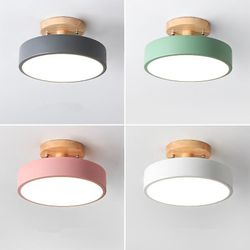 Taklamper Moderne Led Nordic Wood Lighting Fixture Innendørs Armatur Kjøkken Stue Soverom Bad Grønn