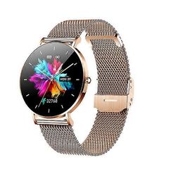 2023 Uusi erittäin ohut älykello aikuisten 360 * 360 HD Pixel -näyttö näyttää aina aikapuhelumuistutuksen Smartwatch Ladies+Box verkkovyö kulta