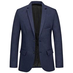 Cloudstyle Herre Classic Business 2 Button ensfarvet blazer Marineblå L