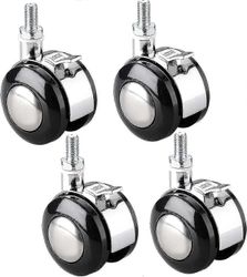 4 kpl Kääntyvät pyörät huonekaluille, M6 / M8 tuolivaunun kierteitetyt pyörät jarrusinkkiseospyörteillä, yökaappeihin, taitettaviin pöytiin, 1,5