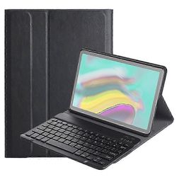 DY720 Galaxy Tab S5e T720 / T725 irrotettava muovinen Bluetooth-näppäimistö nahkainen tablettikotelo pidikkeellä (musta)