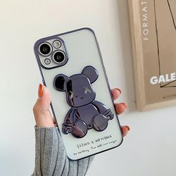 Tegneserie Bjørn Mønster elektroplating Soft Tpu tegneserie gennemsigtig mobiltelefon sag 3 iPhone13mini