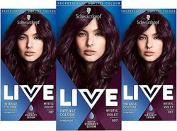 Schwarzkopf LIVE Intense Pro Pysyvä Hiusten väri väri väriaine 087 Mystinen violetti - x3