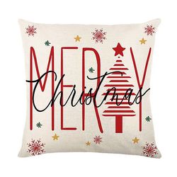 Merry Christmas Pillow Cover 45x45cm Kast putevar Vinter julepynt For Home Tree Deer Sofa Pute Cover 11