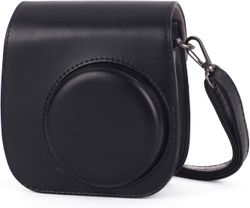 Linkrunning Instant Camera Case kompatibel med Instax Mini 11, PU lædertaske med lomme og justerbar skulderrem (sort)